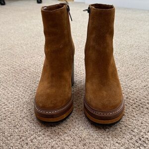 Steve Madden Brown Suede Platform Ankle Boots
